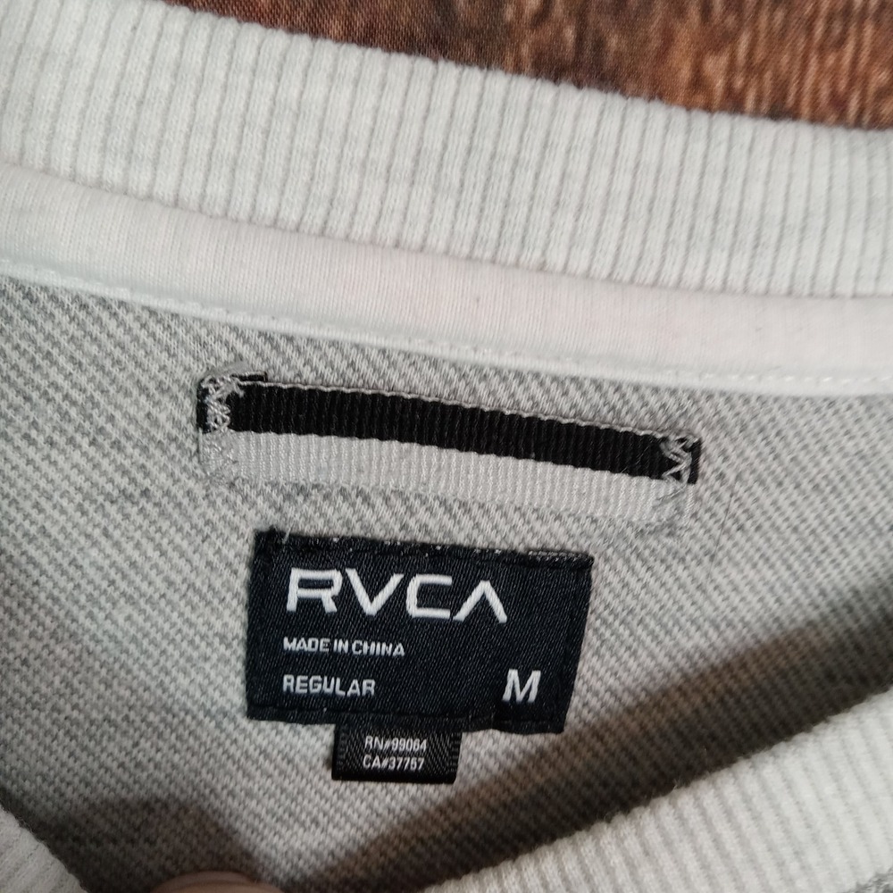 RVCA Mens Heather Gray Cotton Logo Crewneck Sweatshirt Medium Regular Fit - Picture 3 of 6